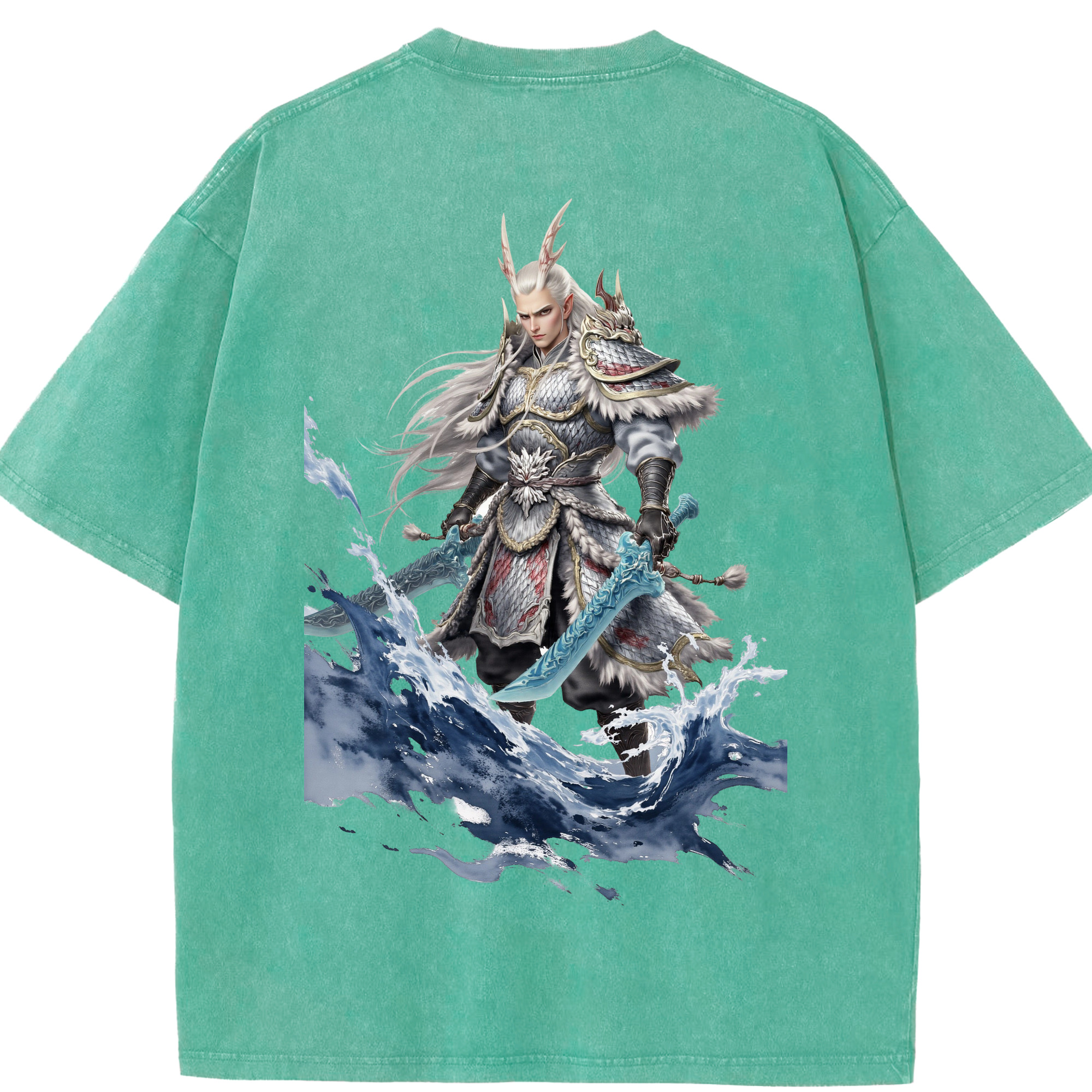 （画像用） Ne Zha 2 ナタ 魔童の大暴れ 綿100% ヴィンテージ風 半袖Tシャツ（背面プリント）